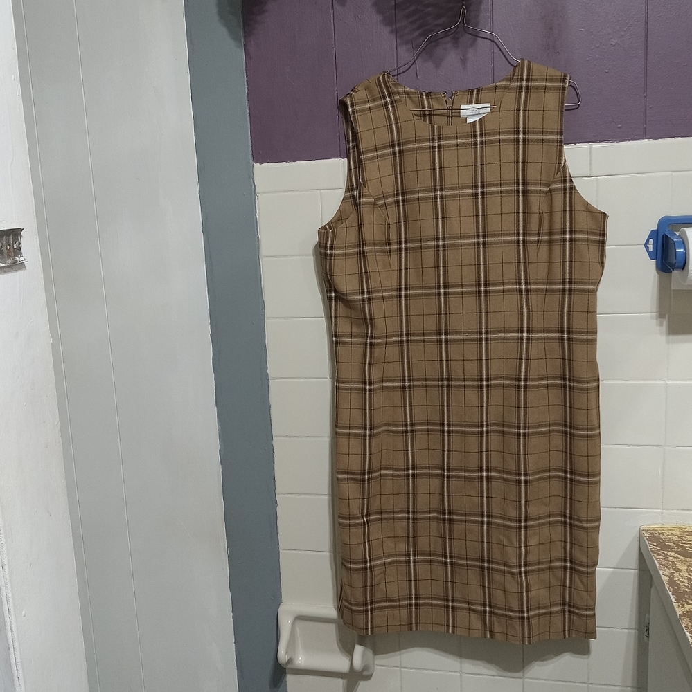 - Liz clabione size 10 brown and black no sleeves ladies dress zip up in b… - Picture 2 of 8